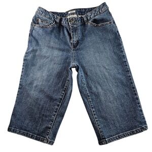 Liz Claiborne Woman's Blue Denim Studded Embellished Capri Jeans Size 8